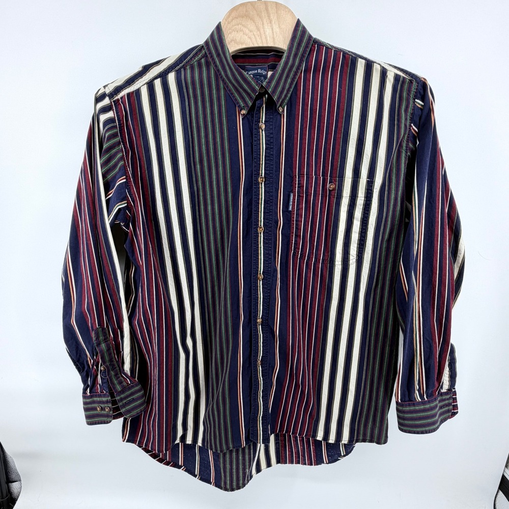 Canyon Ridge Shirt Mens 2XT Tall Long Sleeve Button Collar Vintage Stripe Cotton